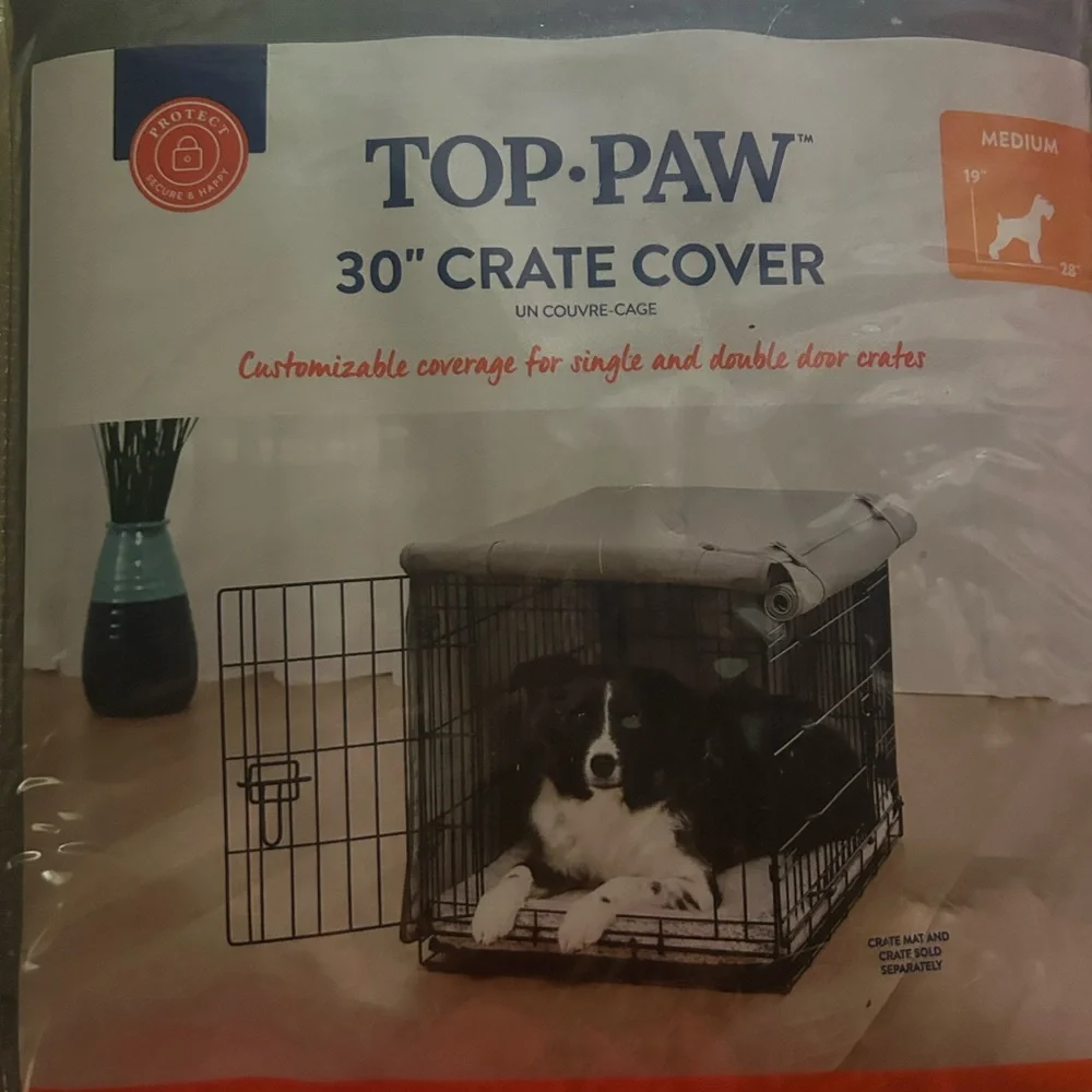 Top Paw Medium Crate Cover in Gray and Red